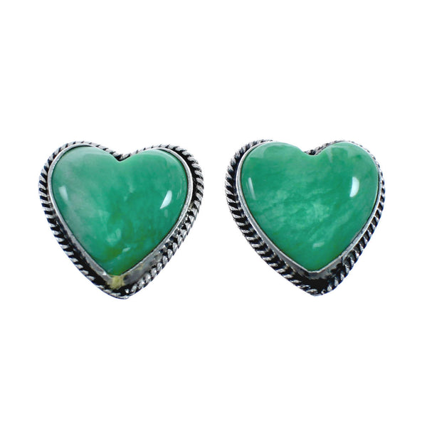 Turquoise Genuine Sterling Silver Navajo Heart Post Stud Earrings AX128097